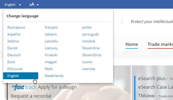 Change language of the website