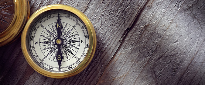 Compass on a table
